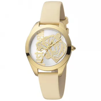 JUST CAVALLI dámske hodinky JC1L210L0015 32mm strieborný ciferník hnedý kožený náramok