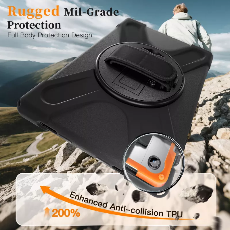 JUST MUST JM Rugged Case Grip pre Samsung Galaxy Tab A11+ s popruhom na nosenie čierna
