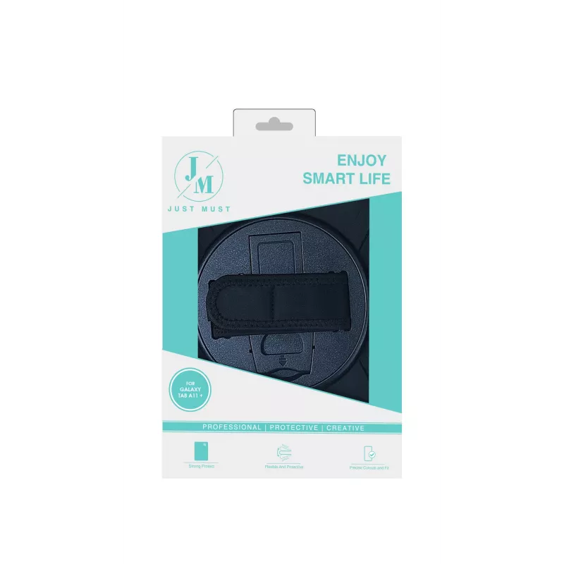 JUST MUST JM Rugged Case Grip pre Samsung Galaxy Tab A11+ s popruhom na nosenie čierna