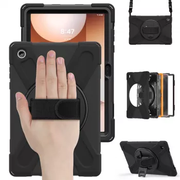 JUST MUST JM Rugged Case Grip pre Samsung Galaxy Tab A11+ s popruhom na nosenie čierna