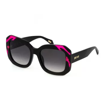 JUSTCAVALLI dámske SJC085-5409P2 hranaté slnečné okuliare, havana hnedá obruba, hnedé polarizované sklá, 54 mm