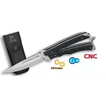 K25 02263 balisong motýlikový nôž CNC čepeľ guľôčkové ložisko
