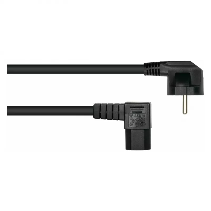Kabelmeister 3m napájací kábel, CEE 7/7 Schuko na IEC C15, 90° zahnutý, čierny