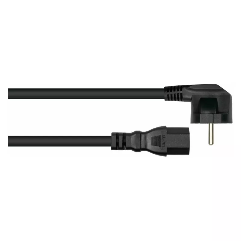 KABELMEISTER uhlový Schuko na IEC C15 napájací kábel 0,5 m čierny