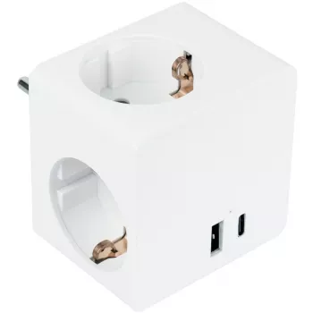 KABELMEISTER zásuvková kocka s 3x ochrannou zásuvkou, USB-C 20W PD 3.0 a USB-A 18W, 1,5m, biela
