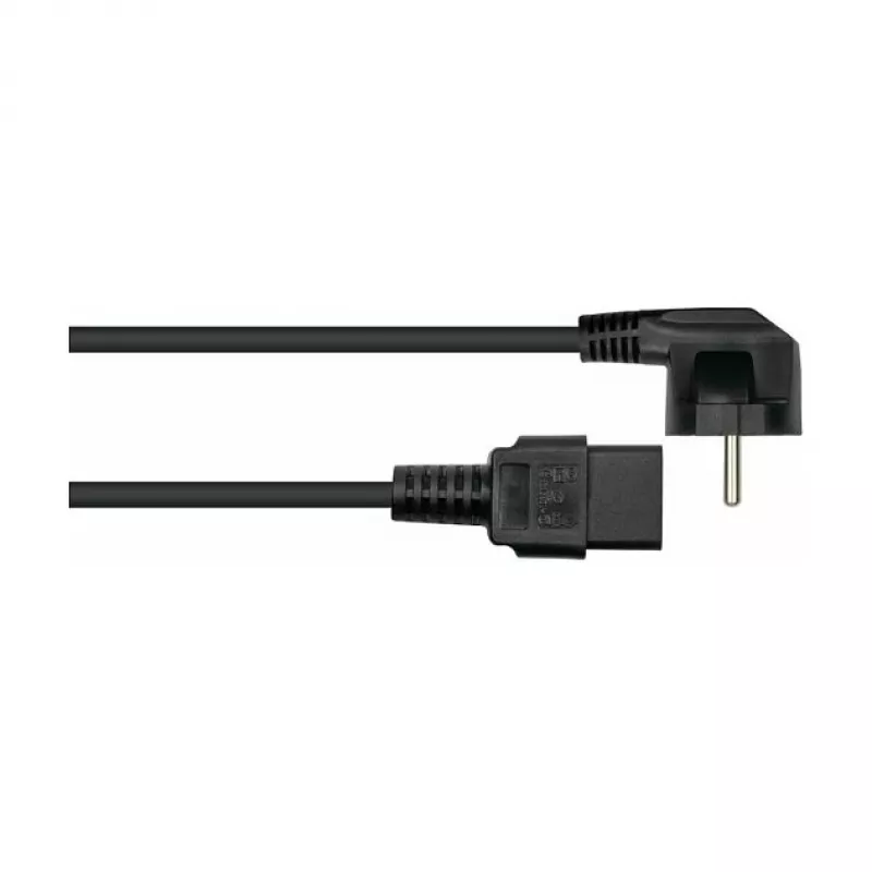 KABELMEISTER Schuko na IEC C19 napájací kábel 0,5 m čierny 90° zahnutý