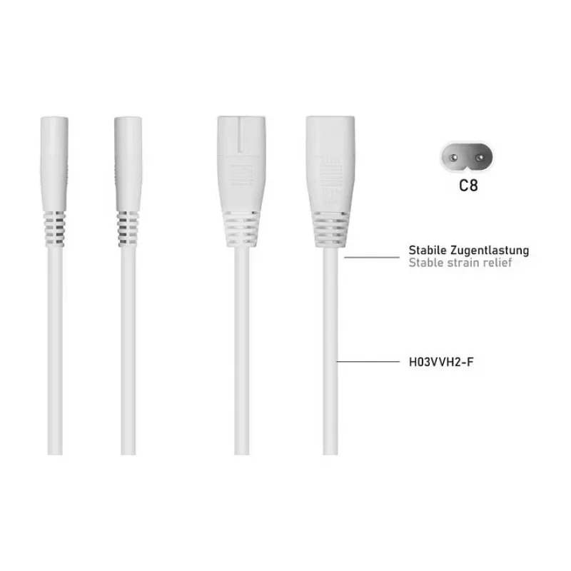 KABELMEISTER SK0877-W003 napájací rozbočovací kábel IEC C8 na 2x IEC C7, 0,3 m, čierny