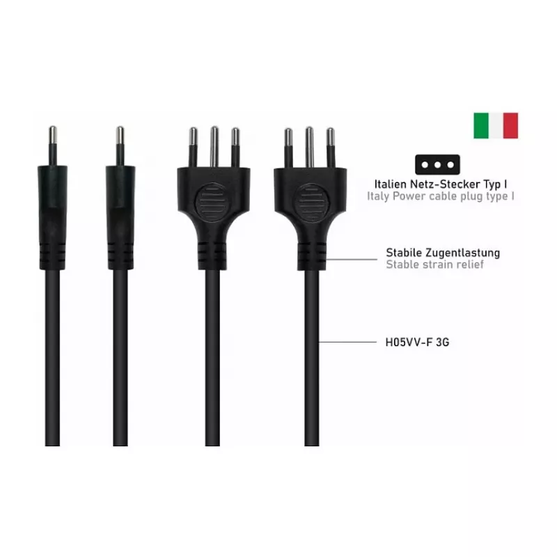 Kabelmeister SK6505-S018 napájací kábel - taliansky typ I konektor samec na IEC C5, čierny, 1,8m