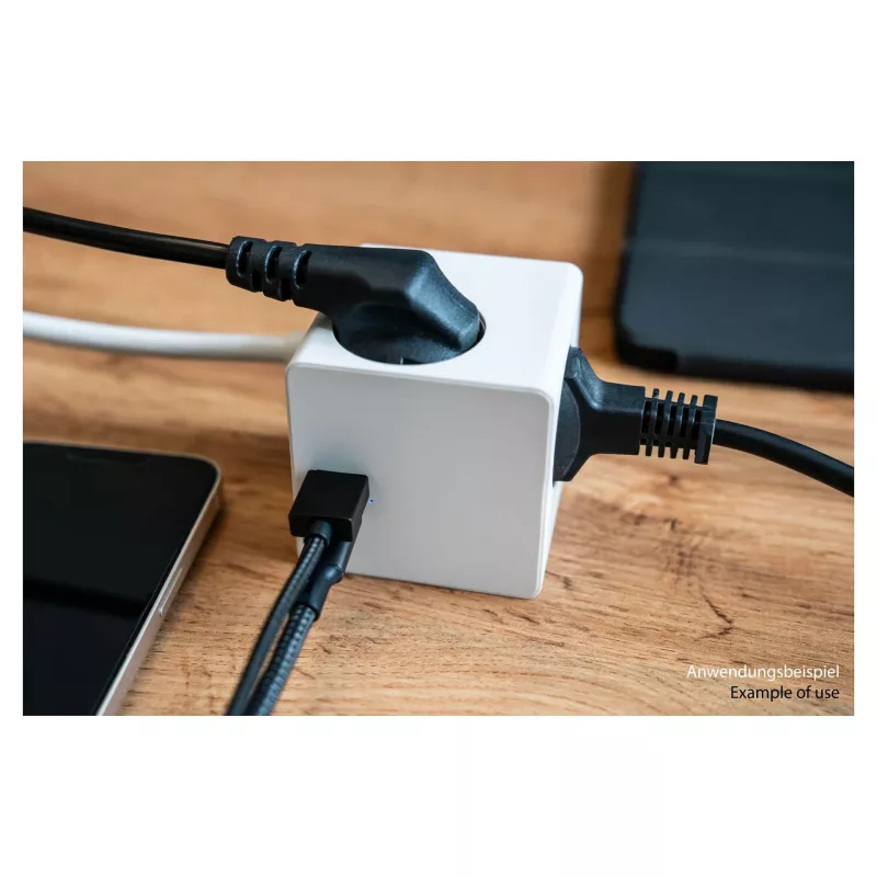 kabelmeister zásuvková kocka 3 zásuvky s USB-C a USB-A, biela, 2m