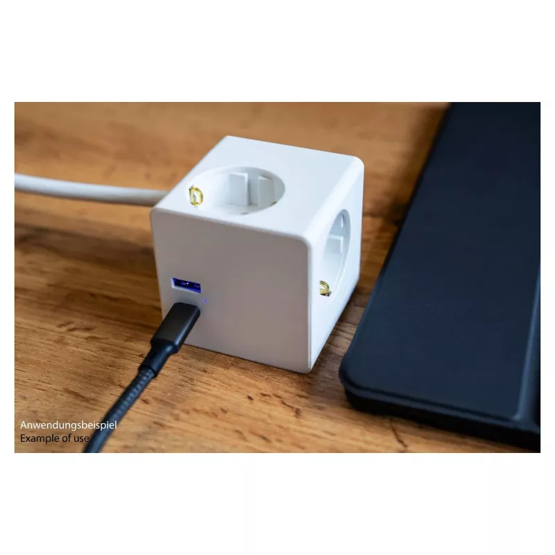 kabelmeister zásuvková kocka 3 zásuvky s USB-C a USB-A, biela, 2m