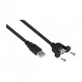 Kabelmeister USB 2.0 predlžovací kábel, Type-A konektor samec na panel-mount Type-A konektor samica, 1 m, čierny