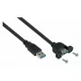 Kabelmeister USB 3.0 predlžovací kábel na panel, USB-A konektor samec na USB-A konektor samica, 0,5 m, čierny, UL certifikovaný