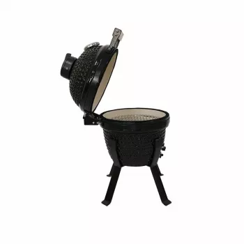 Kamado Bono Picnic keramický gril 13 palcový kamado gril na drevené uhlie s vozíkom, drevené uhlie, čierny