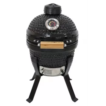 Kamado Bono Picnic keramický gril 13 palcový kamado gril na drevené uhlie s vozíkom, drevené uhlie, čierny