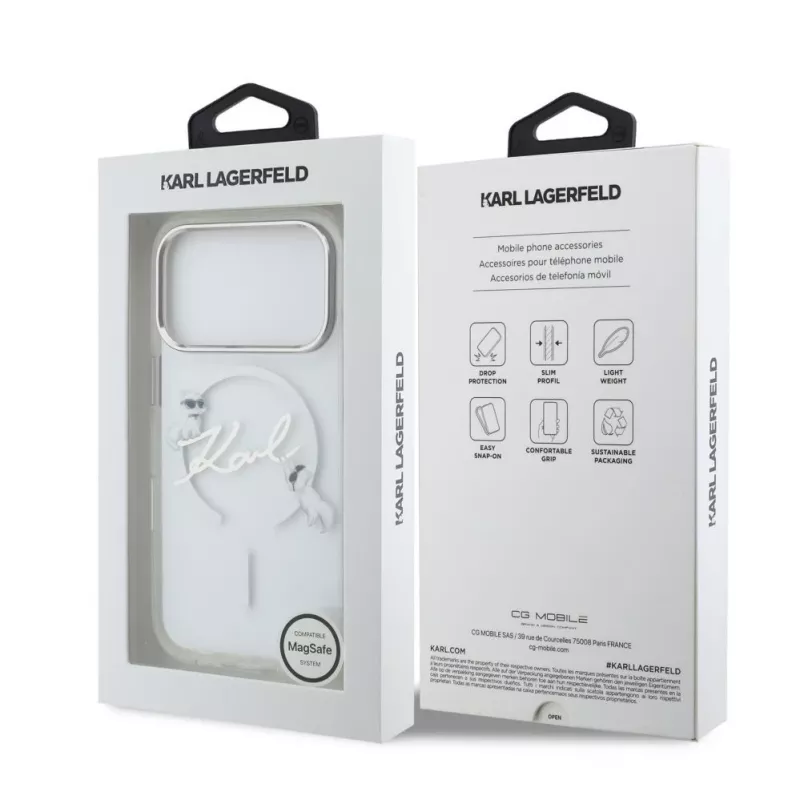 Karl Lagerfeld Apple iPhone 18 Pro Max HC MagSafe IML Clear Case s logom Karl Script transparentné