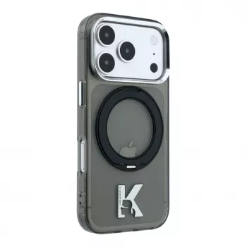 Karl Lagerfeld IML Ring Stand 360 Kameo Metal MagSafe puzdro pre iPhone 18 Pro Max / 17 Pro Max - čierne
