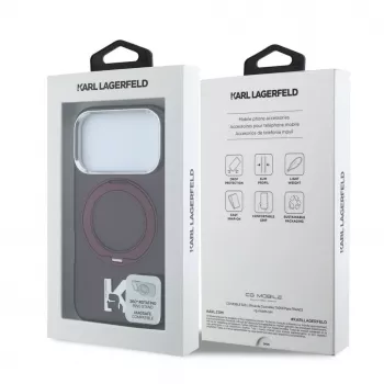 Karl Lagerfeld IML Ring Stand 360 Kameo Metal MagSafe puzdro pre iPhone 18 Pro Max / 17 Pro Max Burgundy