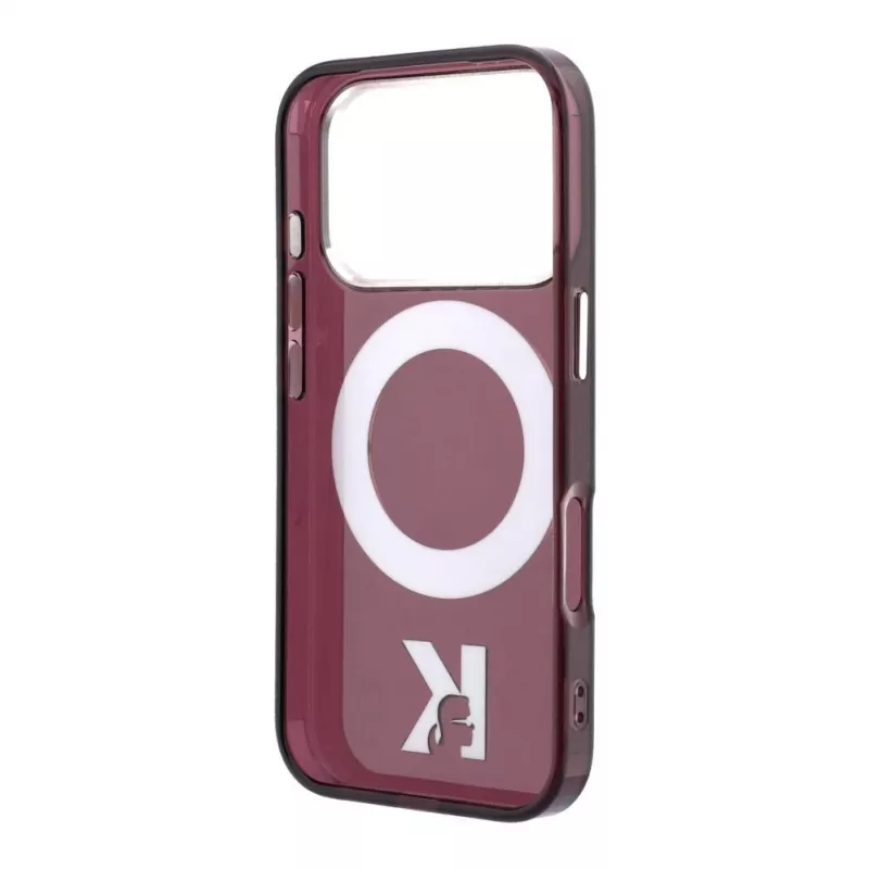 Karl Lagerfeld IML Ring Stand 360 Kameo Metal MagSafe puzdro pre iPhone 18 Pro Max / 17 Pro Max Burgundy