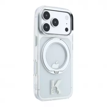 Karl Lagerfeld iPhone 18 Pro Max / 17 Pro Max MagSafe IML Ring Stand 360 Kameo Metal transparentné puzdro
