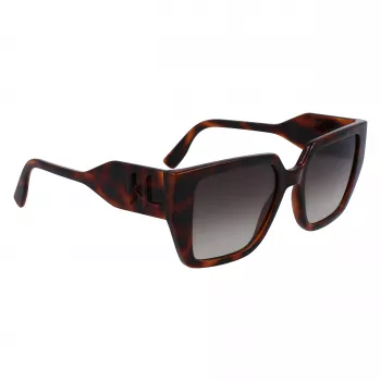 KARL LAGERFELD KL6098SN-240 dámske hranaté acetátové slnečné okuliare - hnedý Havana rám, hnedé gradientové sklo - 52/19/140 mm