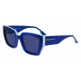 KARL LAGERFELD KL6143S-400 dámske hranaté acetátové slnečné okuliare, tmavomodrý rám, sivé gradientové sklá, 53 mm