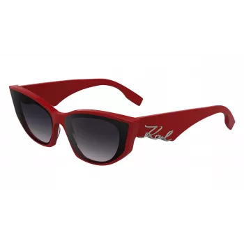 KARL LAGERFELD KL6162S-600 Dámske motýlie slnečné okuliare – červený/burgundský acetátový rám, hnedé gradientové sklá, 64/14/140 mm