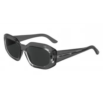 KARL LAGERFELD KL6167S-020 dámske hranaté slnečné okuliare - čierny acetátový rám, sivé smoke sklá, 53 mm