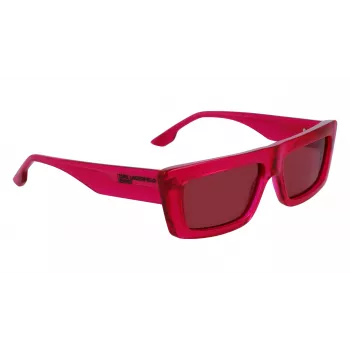 KARL LAGERFELD KLJ6147S unisex hranaté slnečné okuliare - čierny acetátový rám, sivé polykarbonátové šošovky, 56 mm