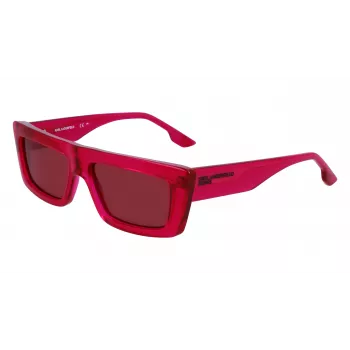 KARL LAGERFELD KLJ6147S unisex hranaté slnečné okuliare - čierny acetátový rám, sivé polykarbonátové šošovky, 56 mm