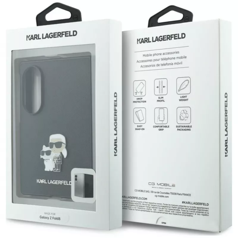 Karl Lagerfeld PU Saffiano Karl and Choupette puzdro pre Samsung Galaxy Z Fold8 čierna