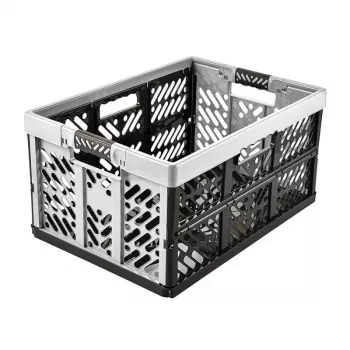 keeeper Profi skladacia box ben, 45 L, Light Silver – nosnosť 50 kg, skladacia & stohovateľná, priestorovo úsporná úložná box s Soft-Grip rukoväťami, PP/TPE, 54 x 37 x 28 cm