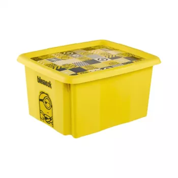 keeeper úložný box s vekom 24L Karolina Minions Mosaik, 42,5 x 35,5 x 22,5 cm, žltý