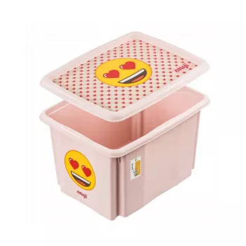 keeeper úložný box s vekom 30L Karolina „Emoji Hearts“ 45x35x27cm pink