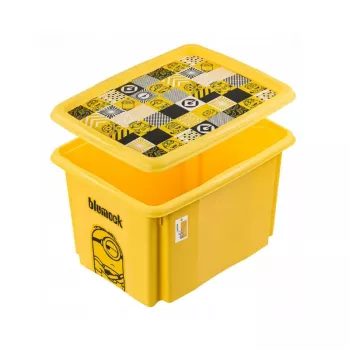 keeeper úložný box s vekom 30L Karolina „Minions Mosaik“ 45x35x27cm žltý