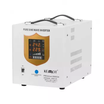 KEMOT PROsinus-2000/24 menič napätia s čistou sínusovou vlnou a nabíjacou funkciou 24V 230V 2000VA/1400W