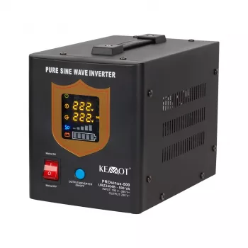 KEMOT PROsinus-500 UPS, čistá sínusová vlna, 12V 230V 500VA/300W, čierna