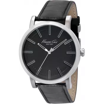 KENNETH COLE pánske IKC1997 analógové quartz nerezové hodinky, 44mm, čierny ciferník, strieborný remienok
