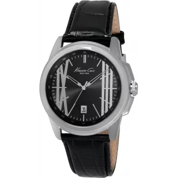 KENNETH COLE Pánske hodinky IKC8095 44 mm nerezová oceľ quartz analógové čierny ciferník strieborný remienok