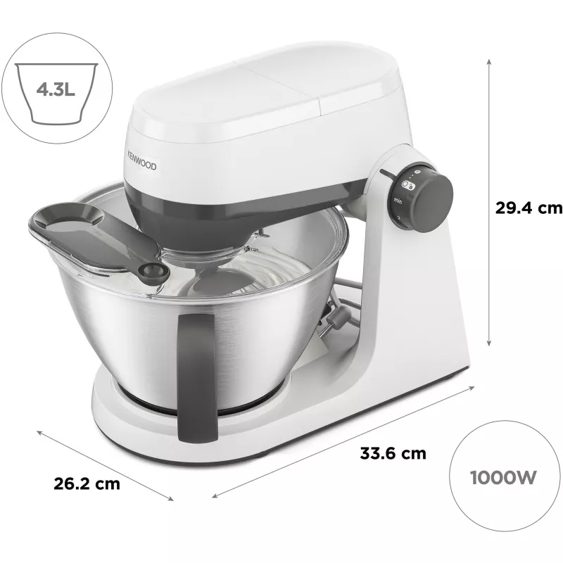 KENWOOD Multi-Tasker KHC30.000WH kuchynský robot (sivá/biela, 1000 W, 4,3 L misa)