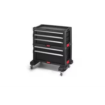KETER BOOKCASE 5 DRAWERS TOOL CHEST SET modulárna pojazdná sada nástrojov čierna a červená