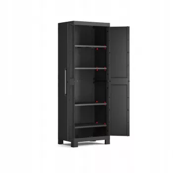 Keter Detroit šatníková skriňa 62x182x45cm s delenými policami - čierna/sivá