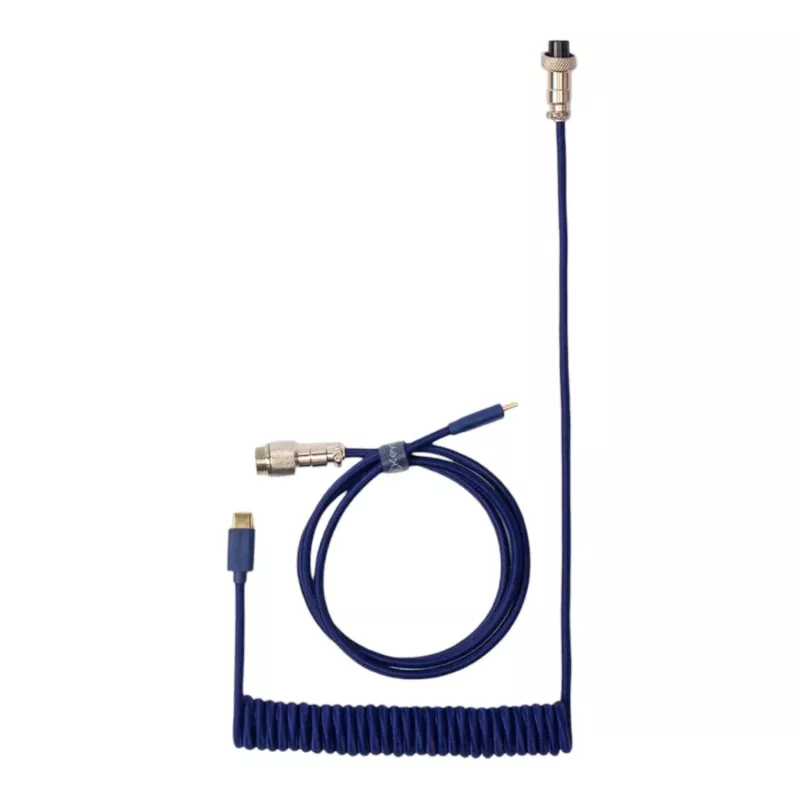 Keychron špirálový Aviator modrý kábel USB-C na USB-A s GX16 4-pin odnímateľným konektorom, 200 cm