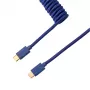 Keychron špirálový Aviator modrý kábel USB-C na USB-A s GX16 4-pin odnímateľným konektorom, 200 cm