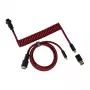 Keychron Coiled Aviator kábel - červený (USB-A na USB-C, 2m, odnímateľný GX12)