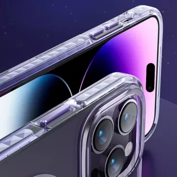 Kingxbar PQY Ice Crystal Series magnetické puzdro pre iPhone 14 Pro MagSafe ružová a modrá