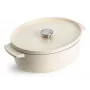 KitchenAid liatinový pekáč s pokrievkou 30 cm, oválny, mandľová krémová
