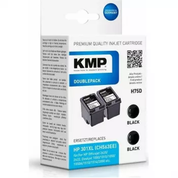 KMP DOUBLEPACK H75D - balenie 2 ks - 8 ml - XL - čierna - kompatibilná atramentová kazeta (alternatíva k HP 301XL, HP CH563EE) pre HP DeskJet 1000, 1010, 1050 AiO, 1050A AiO, 1510 AiO, 2000, 2050 AiO, 2050A AiO, 2510 AiO, 2540 AiO, 3000, 3050 AiO, 3050A eAiO