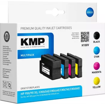 KMP H100V High Yield atramentové kazety multipack - čierna, azúrová, purpurová, žltá - kompatibilné s HP Officejet Pro 251dw, 276dw, 8100, 8600, 8610, 8615, 8620, 8625, 8630 - balenie 4 ks