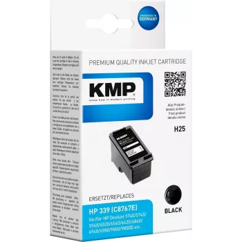 KMP H25 High Capacity čierna atramentová kazeta (21 ml) kompatibilná s HP 339 (C8767EE) pre HP Deskjet 5740, 6540, Officejet 72XX, 73XX, 74XX, Photosmart 25XX, 26XX, 27XX, 8050, 8450