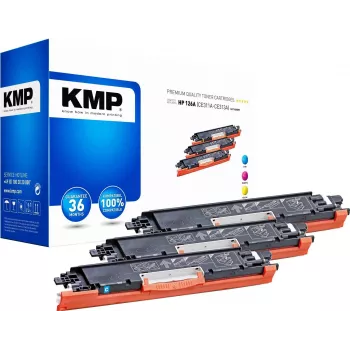 KMP PRINTTECHNIK KMP MULTIPACK H-T149CMY 3-balenie kompatibilných tonerových kaziet (azúrová, purpurová, žltá) pre HP Color LaserJet CM2320/CP2025 séria - Nahrádza HP 126A 1226,0030